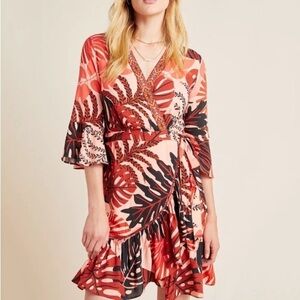 Farm Rio For Anthropologie Bruxelles Mini Dress XS Tropical Resortwear Vacation